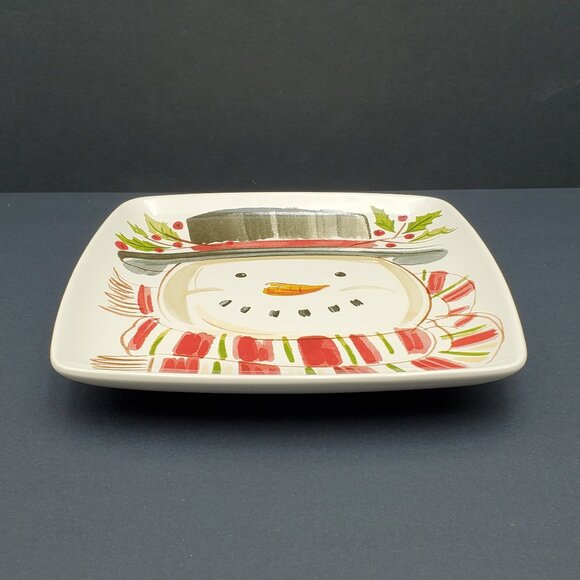 Longaberger Top Hat Snowman Luncheon Plate Christmas Holiday Snowman Plate - Picture 4 of 6